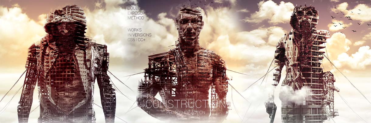极品PS动作－工程肖像艺术(含素材及高清视频教程)：Construction Photoshop Action
